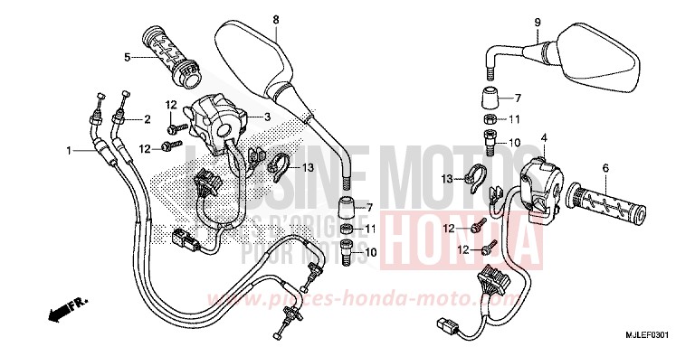 SWITCH/CABLE (NC700SD/750SD) for NC700S Dual Cluth ABS CANDY ARCADIAN RED (R305) from 2014